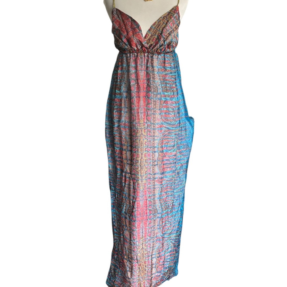 Gypsy 05 Printed Silk Spaghetti Strap Maxi Dress